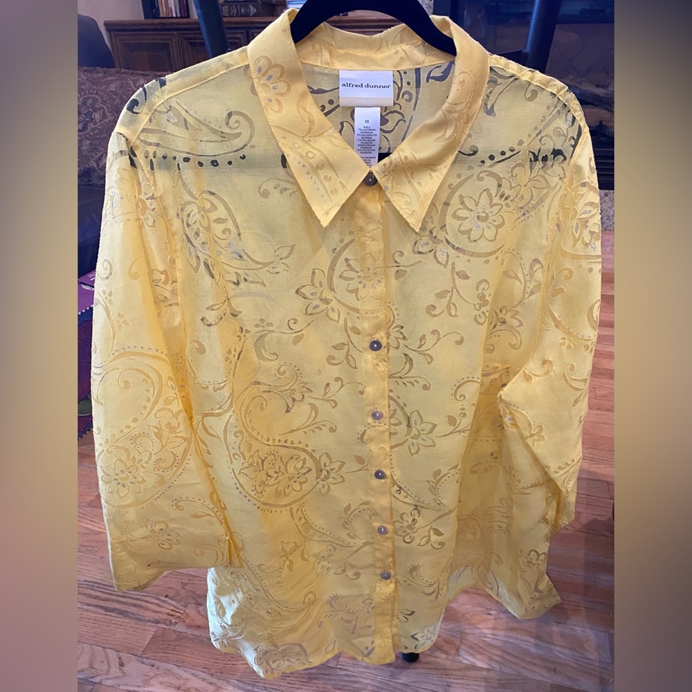 alfred dunner - 2XL - yellow dress shirt - NWOT (#88)